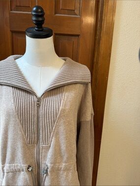 Varley Light Brown Zip-Front Cozy Knit Jacket Size S